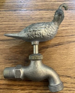 Vintage Solid Brass Quail Bird Spigot Metal Water Garden Tap Hose Bibb Figural - Picture 1 of 12