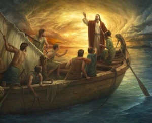 35" Digital Fabric Panel - David Textiles Fear Faith Calming the Storm Religious - Picture 1 of 1