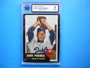 1953 TOPPS MLB BASEBALL CARD #263 JOHN PODRES ROOKIE RC SP KSA 3 VG SHARP!! GL - Picture 1 of 2