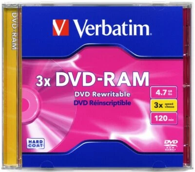 VERBATIM DVD-RAM Single Disc 4.7GB 120min 3x=Speed JEWEL CASE 43449 NEU 003-736 - Bild 1 von 4