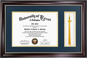 11X17 Mahogany Diploma Frame with Tassel Holder for 8.5X11 Certificate Document, - Picture 1 of 7