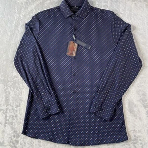 Hart Schaffner Marx Shirt Mens Size Small Blue Geometric Soft Casual Preppy - Picture 1 of 11