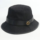 Gucci 576587 Bucket Hat With Double G Other Hats Gg Canvas/68% Polyester Black