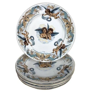Tienshan Rafaels Angel Set 5 Salad Plates 11” Cupids - Picture 1 of 10