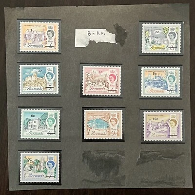 GORGEOUS BERMUDA OVERPRINT MNH OG STAMPS SHORT SET LOT QUEEN ELIZABETH II - Image 1 of 4