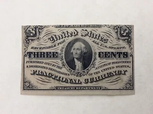 ~US FRACTIONAL CURRENCY SPECIMEN 3 CENTS -THIRD ISSUE FR 1227 SP DARK BACKROUND - Picture 1 of 2