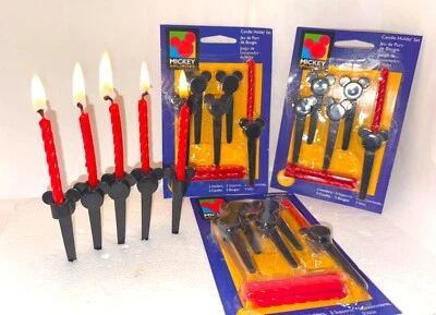 20 Piece MICKEY MOUSE Birthday Candle Holder Set - 4 Sealed Packs / 5 in a Pack - Image 1 of 4
