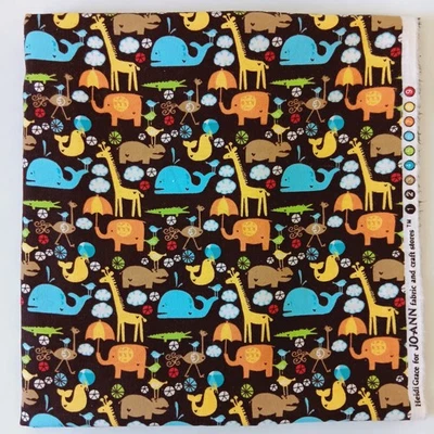 Tela de franela de algodón Heidi Grace Jo-Ann marrón coloridos animales 1 yarda-10" x 42" Foto 1 de 4