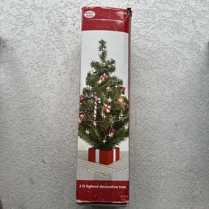 2008 Merry Brite beleuchteter dekorierter Tischplattenbaum 24" CVS rot Geschenksockel - getestet! - Bild 1 von 4