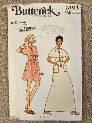 Vintage Original 1970s Sewing Pattern - Semi-Fitted Dress - Size 10,  Bust 32.5  - Image 1 of 2