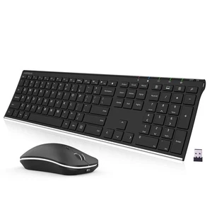 2.4G Wireless Keyboard and Mouse Combo Stainless Steel Ultra Slim Full Size K... - Picture 1 of 7