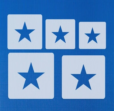 Schablonen Set ● 5 einzelne Sterne  ● 1cm, 2cm, 3cm 4cm und 5cm groß  - Bild 1 von 3
