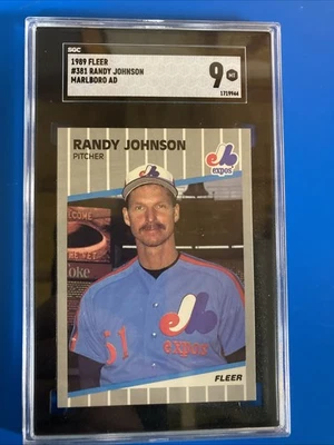 1989 Fleer Randy Johnson Marlboro AD Error #381 RC Rookie HOF SGC 9 MINT - Image 1 of 2