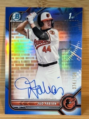 2022 Bowman Draft JUD FABIAN BOWMAN 1ST AUTO BLUE Refractor /150 ORIOLES - Image 1 of 2