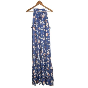 Nine West Womens Dress XXL Blue Maxi Tiered Halter Keyhole Lined Sundress Beachy - Picture 1 of 11
