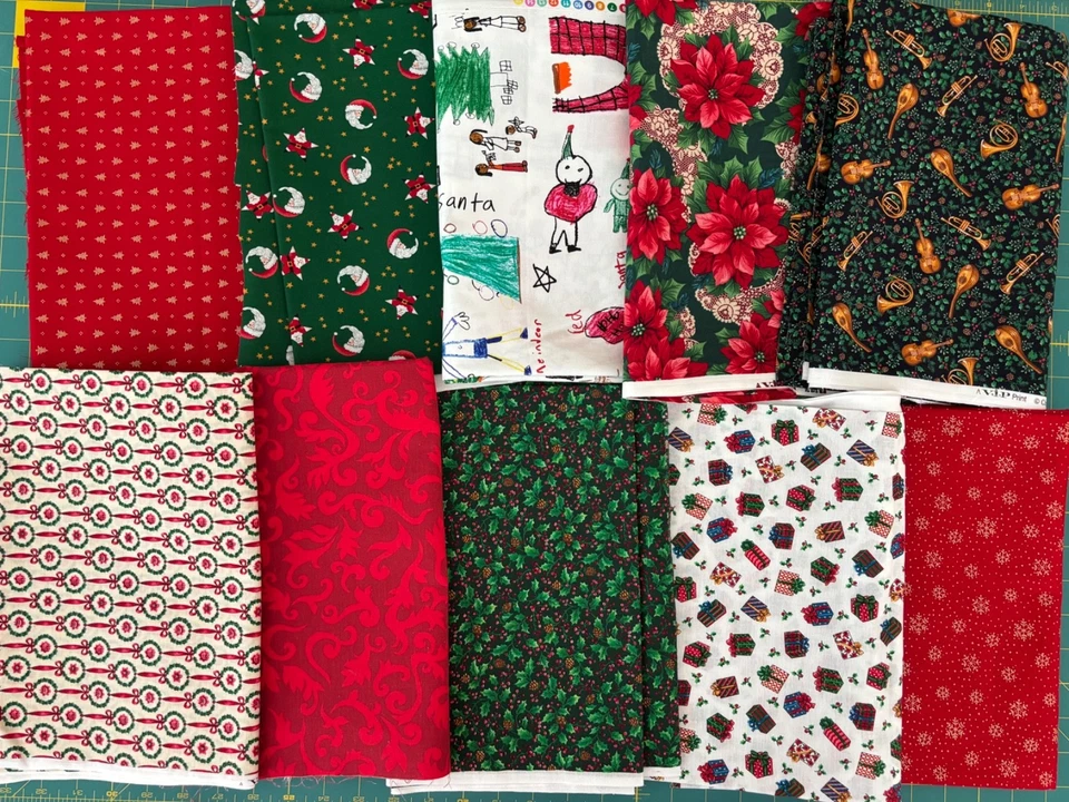 Lot Of 10  Cotton and Cotton Blend - Mostly Cranston Fabric  -  Christmas Theme - Image 1 of 1
