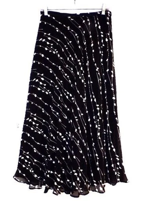 AUSTIN REED ВИНТАЖНЫЙ черный и белый SWIRLY подкладка макси юбка размер 6 - Изображение 1 из 4