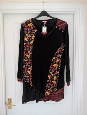 BNWT Joe Browns Ladies Black Multicoloured Tunic Top. Size 18.  - Image 1 of 4