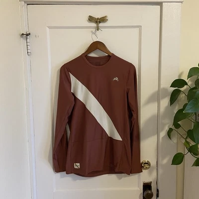 Tracksmith Mens Van Cortlandt Long Sleeve Running Shirt Rust Red - Small - Image 1 of 4