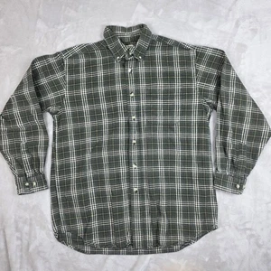 L.L.Bean Shirt Mens Medium Green Plaid Flannel Button Down Workwear Casual - Picture 1 of 7