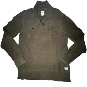 Lucky Brand Pullover Herren Henley Mock Neck Langarm Taschen Pulli Grün M - Bild 1 von 11