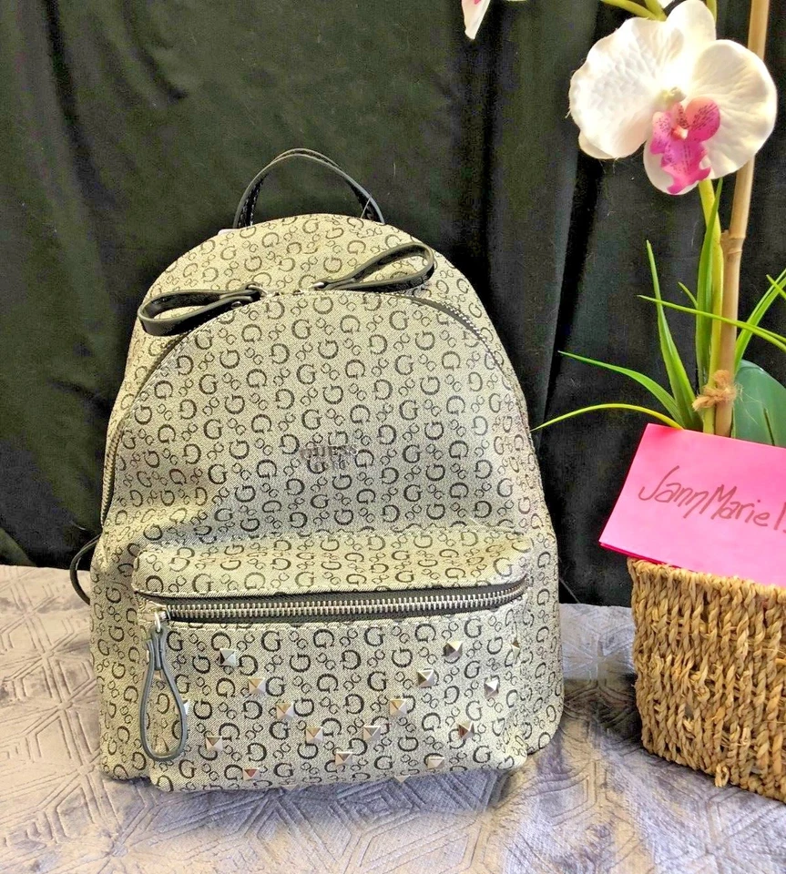 Guess ZAYN Signature G Mochila Bolso Escolar de Hombro Cartera Negro CROMO TACHUELA NUEVO Foto 1 de 4