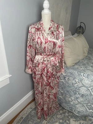 Gilligan O’Malley Rosa Floral Bata Encaje Ribete Cottagecore Talla S/M Bolsillos Foto 1 de 4