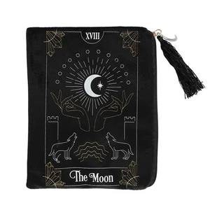 The Moon Zippered Black Velveteen Tarot, Crystal or Rune Bag! - Picture 1 of 2