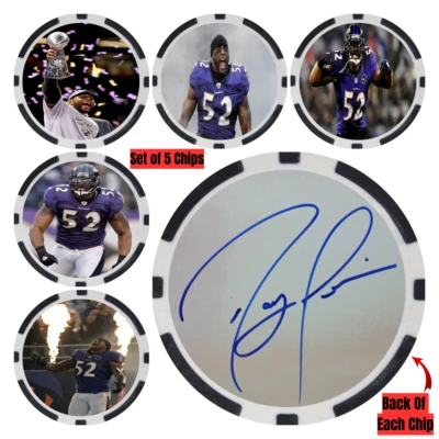 Ray Lewis SIGNED Poker Chip Set (5)- Top 100 NFL Football Player - Image 1 of 2