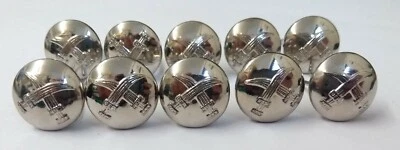 Genuine British Made Bahrain Obsolete Insignia Chrome Prong Buttons X10 ASBT234 - Image 1 of 4