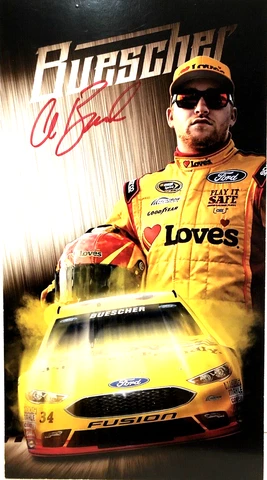 2016 CHRIS BUESCHER ROOKIE FRONT ROW MOTORSPORTS AUTOGRAPHED NASCAR POSTCARD Cover