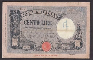 Lire 100 Azzurrino (Fascio) 21/11/1933 R  Azzolini - Cima - Picture 1 of 4