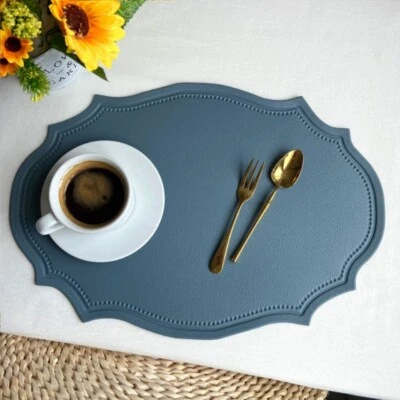 1X Faux Leather Table Placemat Waterproof Non-slip Oilproff Retro Table Mats - Image 1 of 4