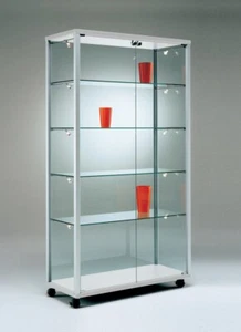 Glasvitrine QV Vitrine Alu Ausstellung Messe abschließbar 100 cm Standfüße - Bild 1 von 4