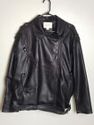 Aeropostale Aero Womens Size L Lined Faux Leather Moto Style Jacket Coat Black