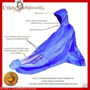 Mobility Scooter Cover Raincoat Poncho Wet Weather Bike Rain Nursing Home Hood N - Picture 1 of 7