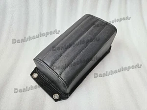 BLACK LEATHER VERT RIB CHOPPER PILLION PAD TUCK & ROLL HARLEY BOBBER - Picture 1 of 12