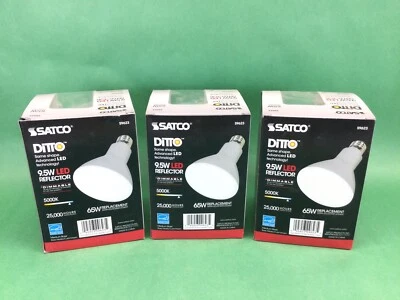 X3 Satco Ditto 65W Equivalent BR30 Medium Dimmable LED Reflector Floodlight 5K - Image 1 of 3