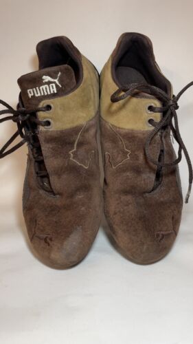Chaussures de conduite vintage Puma Speed Cat Racing pour femme en daim marron/blanc taille 7,5