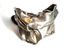 Vintage artist signed cuff bracelet 925 silver heavy brutalist form folding S. - Picture 1 of 17