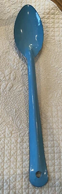 Vintage Blue Enamelware Graniteware Long Handled Spoon - Image 1 of 4