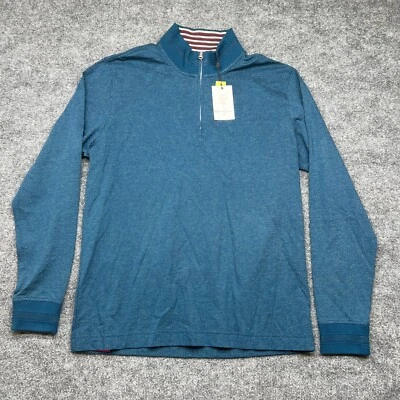 Suéter Robert Graham Triple Corona Indigo Cremallera Talla L Calce Clásico $178 - Nuevo con Etiquetas Foto 1 de 4