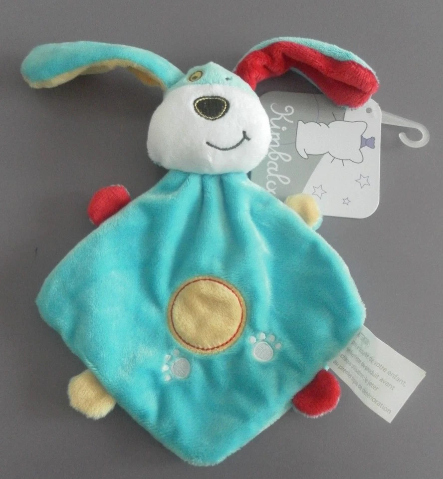 T4N / doudou lapin chien plat bleu rond jaune KIMBALOO neuf - Photo 1/1