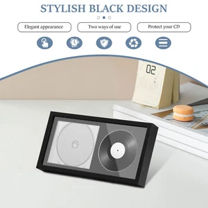 CD Frame Display Case Wood CD Display Frame With Bracket Hook Double♔ - Picture 1 of 11