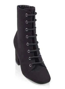 NEW Women's Square Toe Lace Up Heel Booties in Black Size 11 - Picture 1 of 3