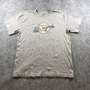 Life is Good Baseball Graphic Tee Men's Medium Crew Neck Short Sleeve Casual - Picture 1 of 7