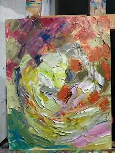 Original oil painting wall art Abstract Fantasy Palette knife art 11x14 in - Picture 1 of 5