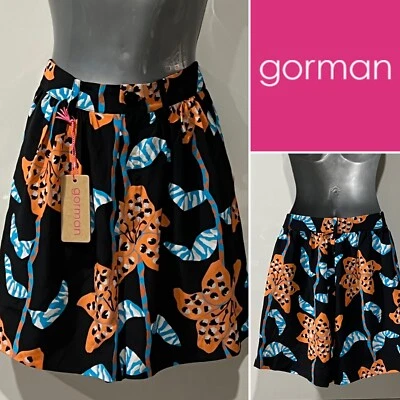 GORMAN новый с Ярлыками $199 черный, оранжевый, Aqua 100% шелк "Rococco Lily" шорты 6Aust-UK/2US - Изображение 1 из 4