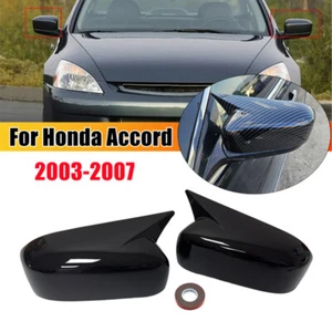 Gloss Black OX Horn Rearview Side Mirror Cover Cap For Honda Accord 2003-2007 - Picture 1 of 7