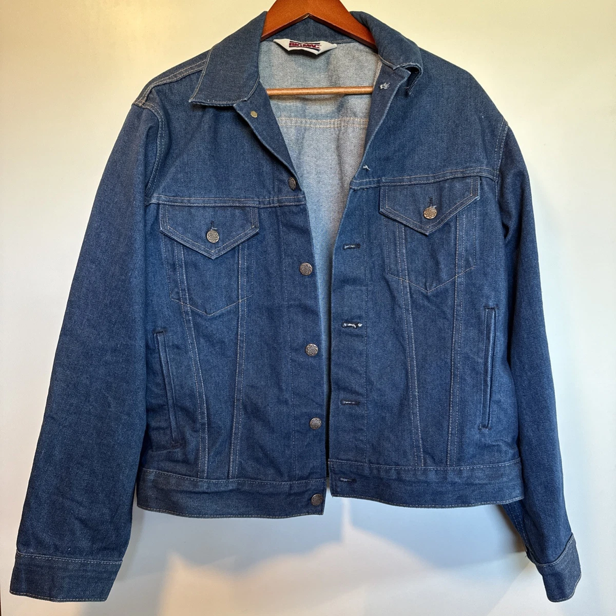 Vintage Big Mac Trucker Jacket Mens SZ 44 Blue Denim 90s Made In